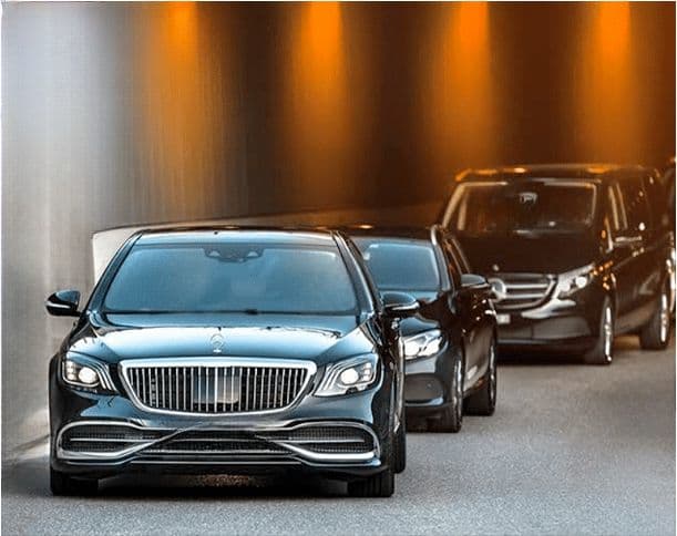 Our luxury Mercedes-Benz fleet is on the road for a diploma delegation event, providing professional and timely chauffeur service for VIP guests.