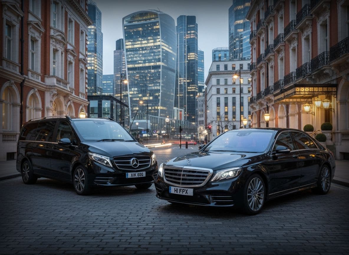 Luxury chauffeur fleet London including Mercedes S-Class V-Class and Range Rover for corporate roadshow travel