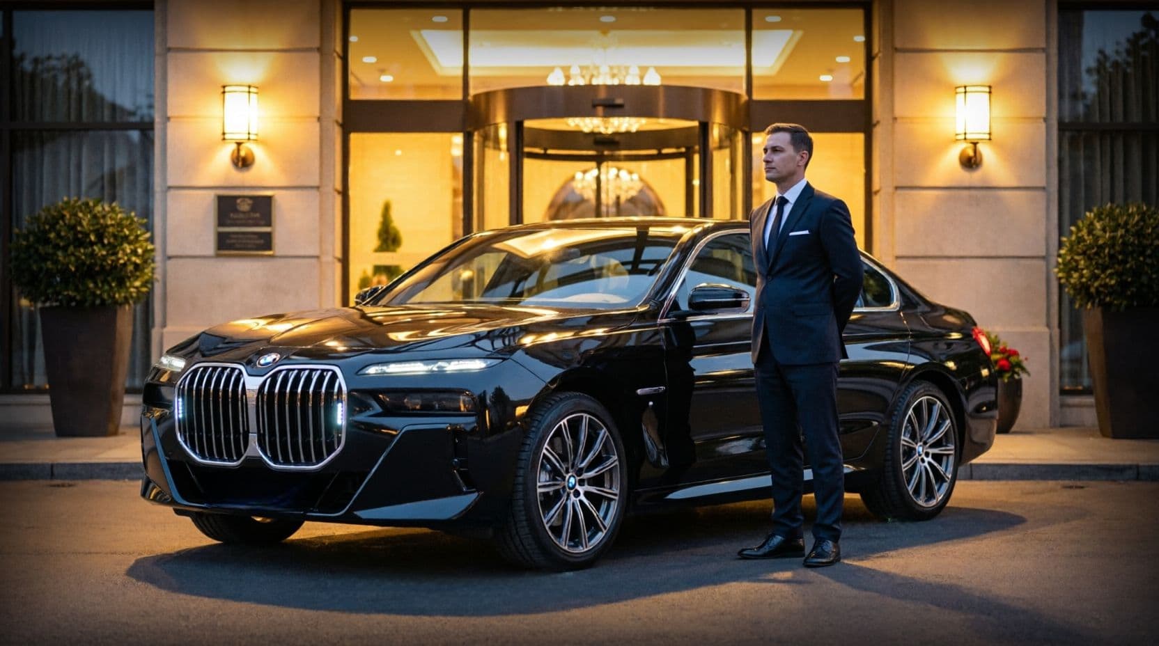 Ascot chauffeur London driver on standby outside venue for return journey after race day event