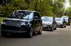 Luxury chauffeur fleet lined up in London for private sightseeing and VIP tour service