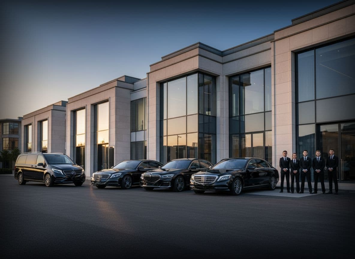 Luxury cars fleet lineup including Mercedes S-Class, Mercedes V-Class, Range Rover Autobiography for executive Stansted Airport to London transfers