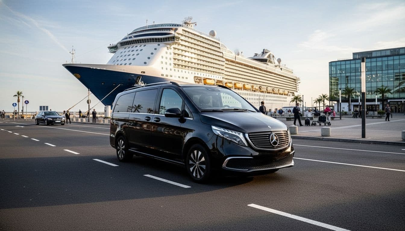 Mercedes-Benz V-Class luxury van ready for passenger transfers at Tilbury Cruise Port